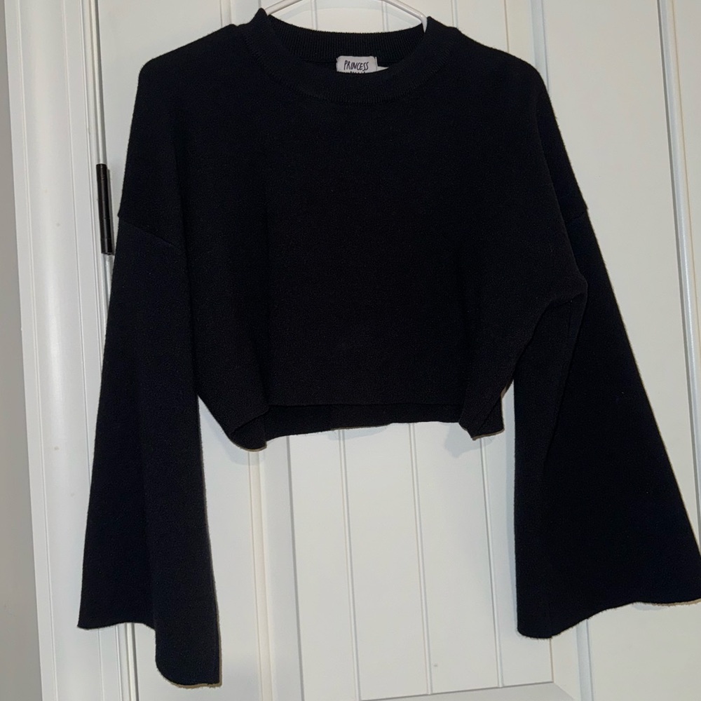 Princess Poly Cropped Crewneck w/ Bell Sleeves